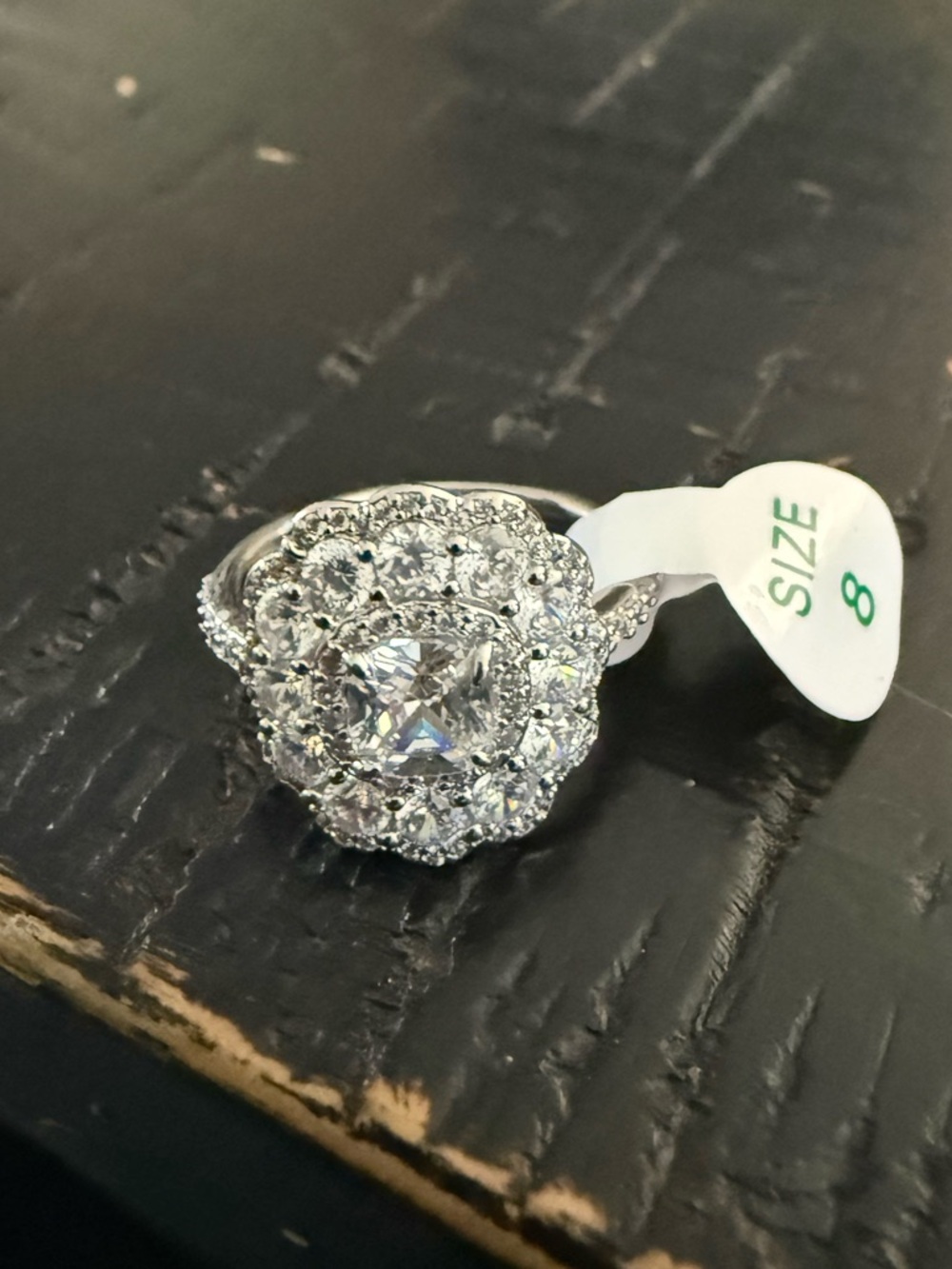 Bomb Party April 2026 birthday ring The Lenora Ring NWT size 8 rhodium